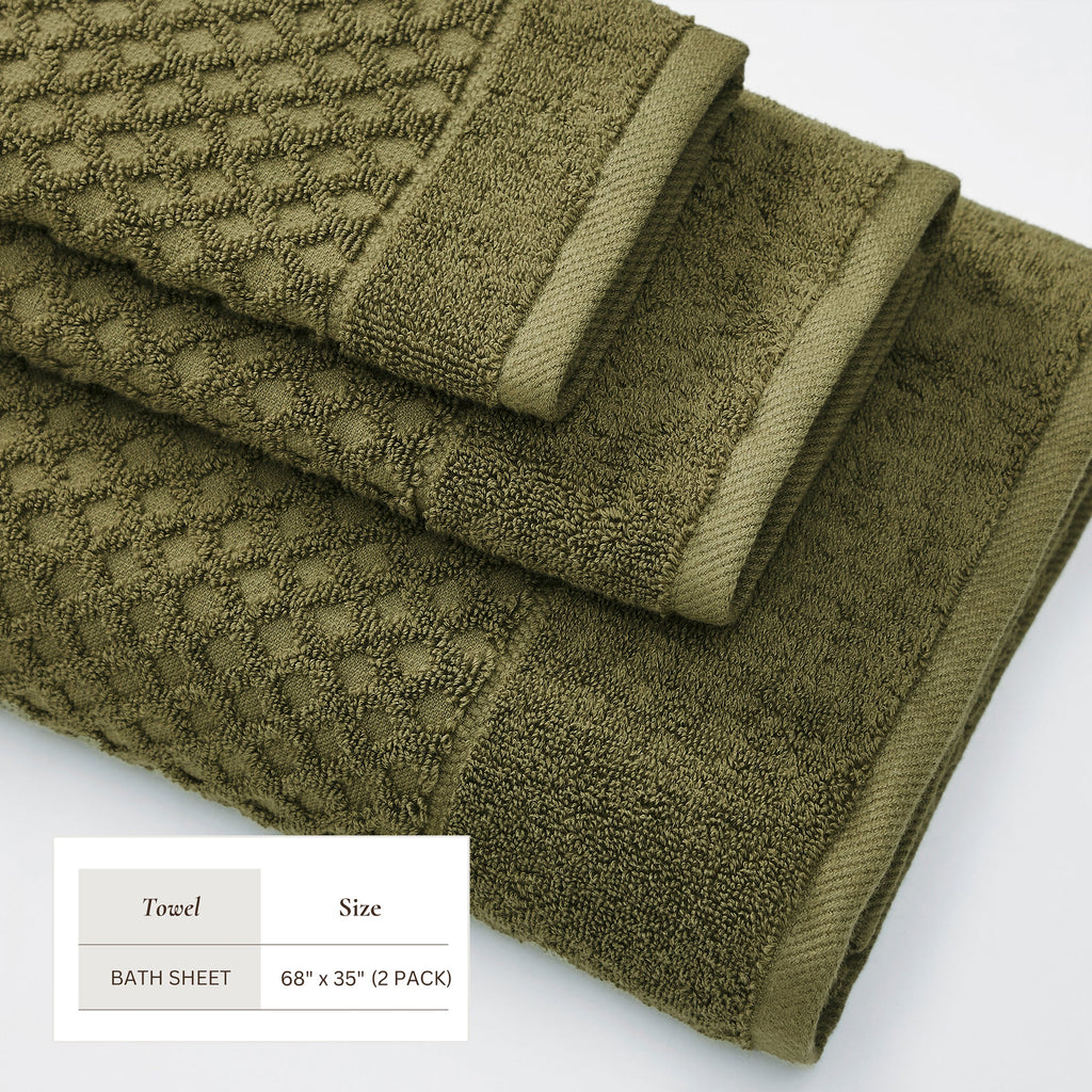Grayson Cotton Diamond Waffle Weave Bath Towel Set