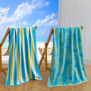 Elegant Cotton Velour Beach Towel Set – Maui Collection (2-Pack)