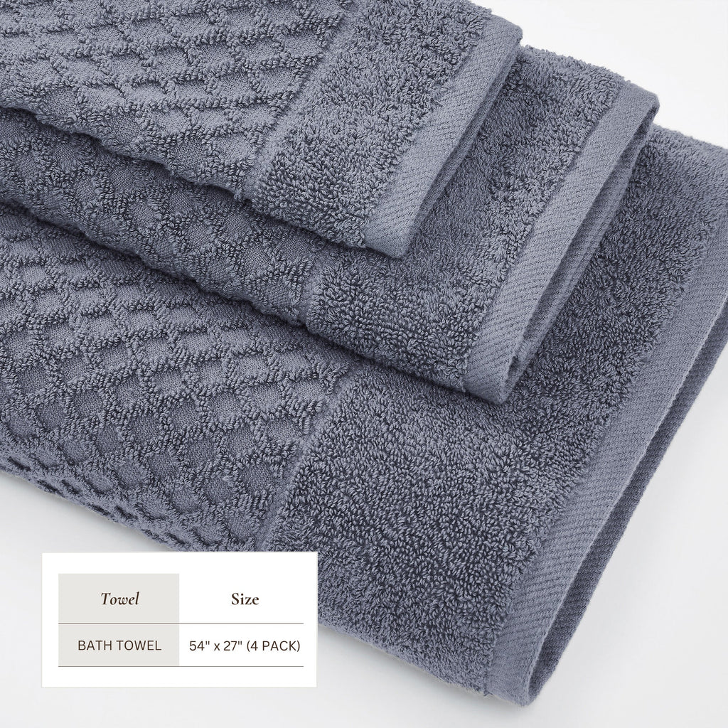 Grayson Cotton Diamond Waffle Weave Bath Towel Set