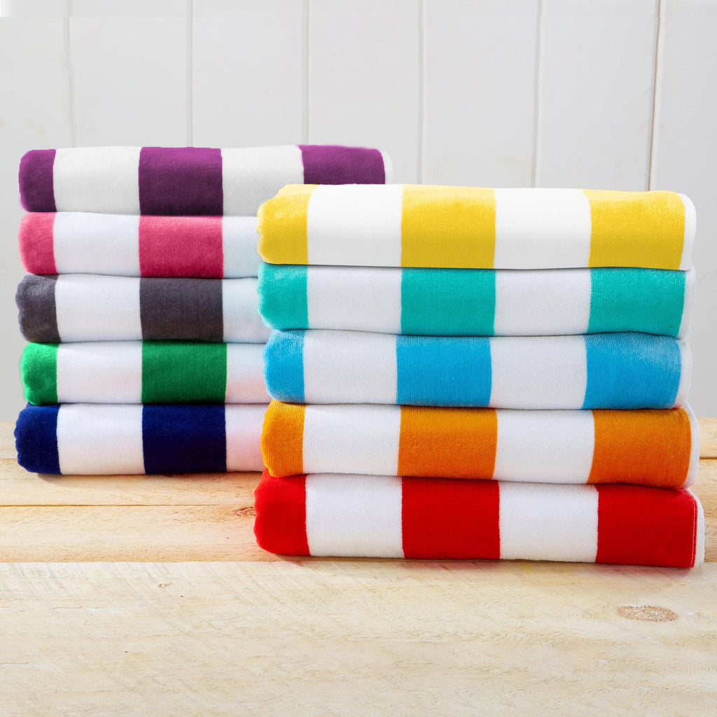 Elegant Cotton Velour Cabana Stripe Beach Towel – Novia Collection