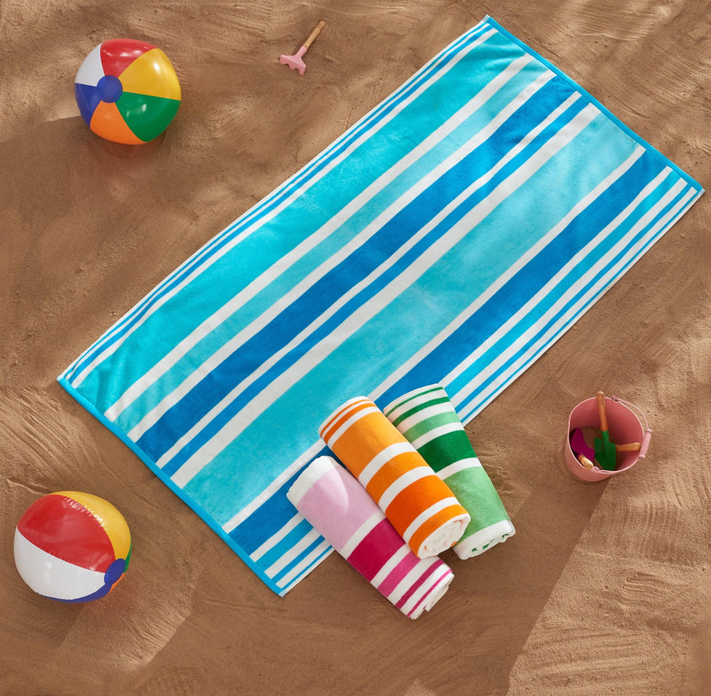 Elegant Cotton Velour Cabana Stripe Beach Towel – Novia Collection