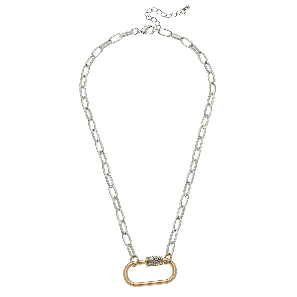 Lola Oval Screw Lock Necklace In Two-Tone