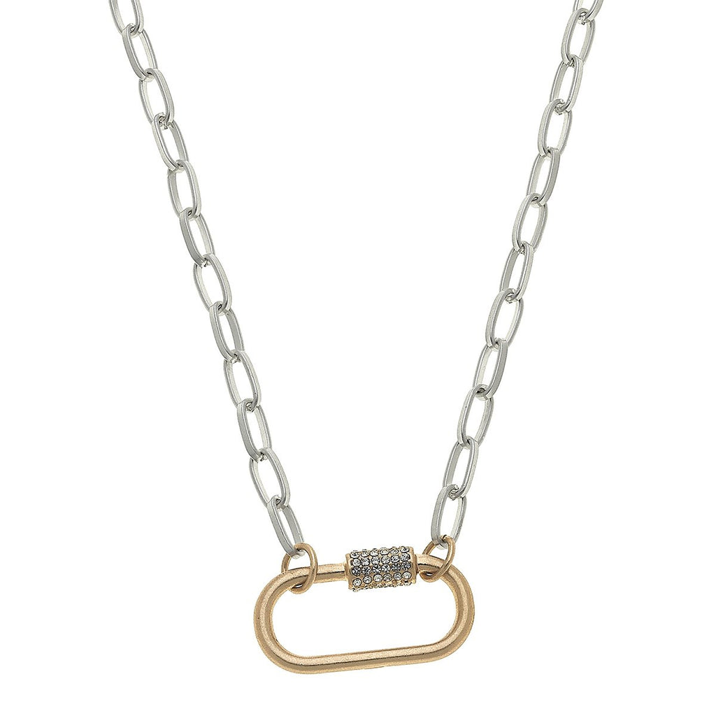 Lola Oval Screw Lock Necklace In Two-Tone