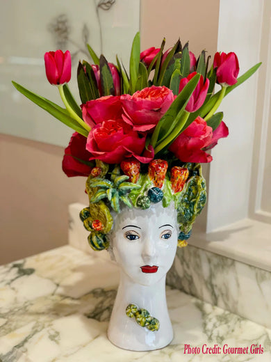 Donatello Ceramic Head Vase, Succulent Décor