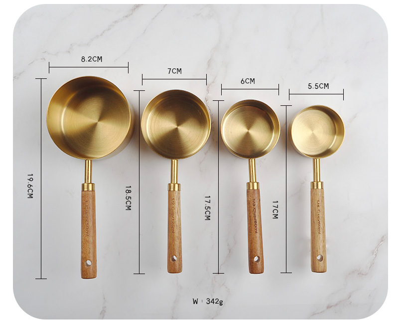 Styled Settings White & Gold Stainless Steel Measuring Cups and Spoons Set, Gold|White