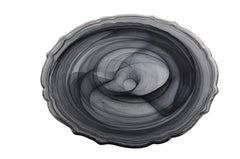 Swirl Glass Alabaster Black Charger Plates-Set of 4