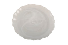 Swirl Glass Alabaster White Salad Plates-Set of 4