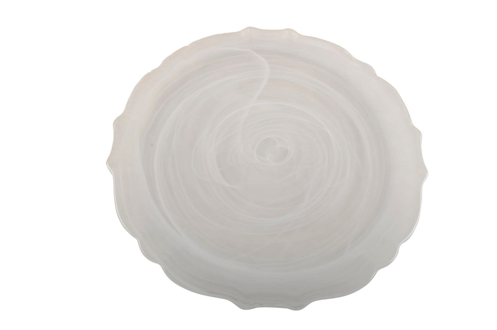 Swirl Glass Alabaster White Dinner Plate-Set of 4