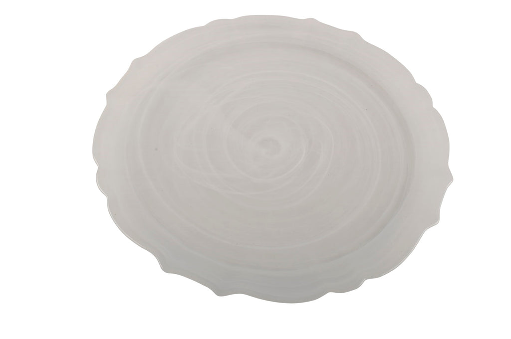 Swirl Glass Alabaster White Charger Plate-Set of 4