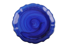 Swirl Glass Alabaster Blue Indigo Dessert Plate-Set of 4
