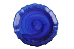 Swirl Glass Alabaster Blue Indigo Salad Plate-Set of 4