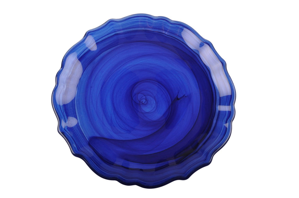 Swirl Glass Alabaster Blue Indigo Dinner Plate-Set of 4