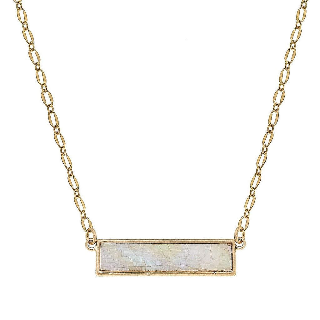 Aerin Bar Necklace In Mother Of Pearl Shell Horizontal Bar Dainty Necklace