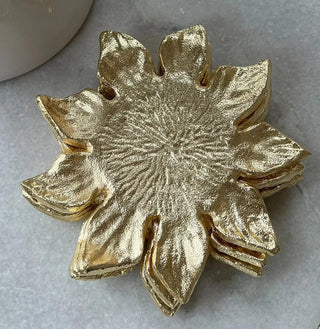 Gold Flower Shaped Coaster, Set of 4