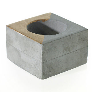 Deux Concrete Gold Paint Candle Holder - Anara Lifestyle