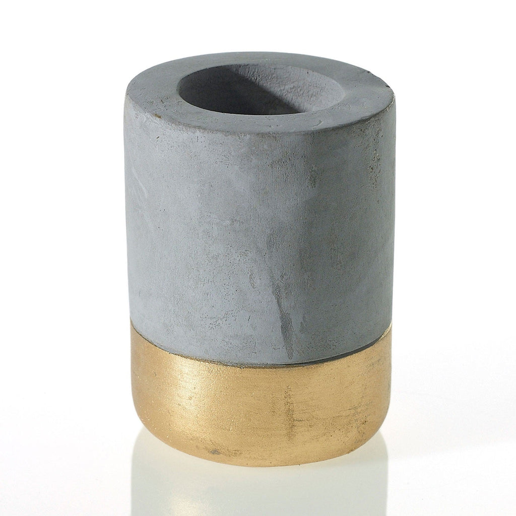 Deux Concrete Gold Paint Candle Holder - Anara Lifestyle