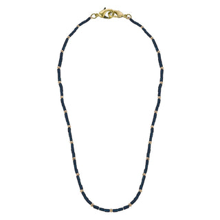 Devereaux Beaded Glass Mask Necklace in Navy