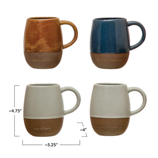 18 Oz. Stoneware Mug with Gift Box and Saying Reactive Glaze