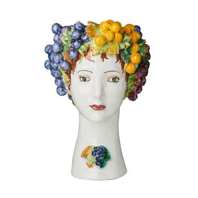 Donatello Ceramic Head Vase, Grape Décor - Anara Lifestyle