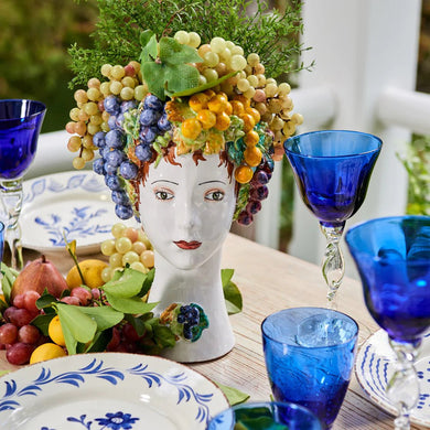 Donatello Ceramic Head Vase, Grape Décor - Anara Lifestyle