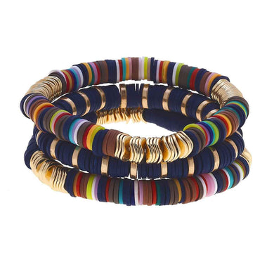 Emberly Color-Block Bracelet in Navy & Autumn Multi Polymer Clay