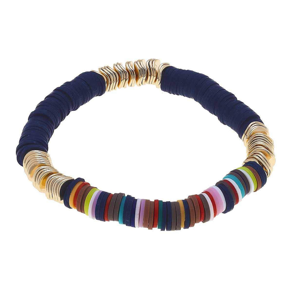 Emberly Color-Block Bracelet in Navy & Autumn Multi Polymer Clay