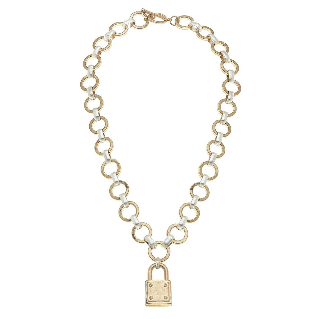 Heidi Padlock Chain Necklace in Two-Tone