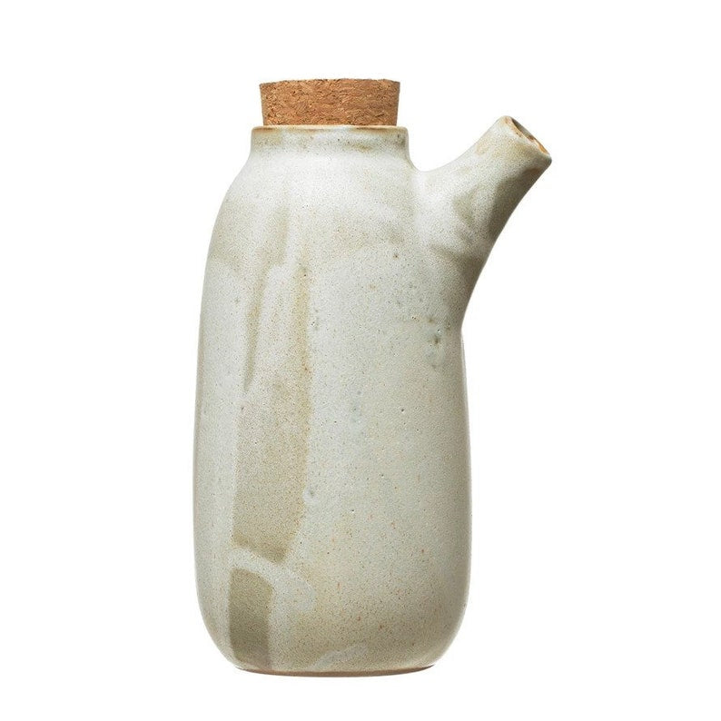 Stoneware Bottle with Cork Lid, Reactive Glaze-Kitchen Décor-Christmas Gift