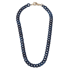 Legacy Resin Curb Chain Mask Necklace in Navy