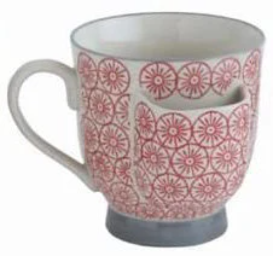 Hand-Stamped Teacup with Tea Bag Holder - Choice of 4 Styles