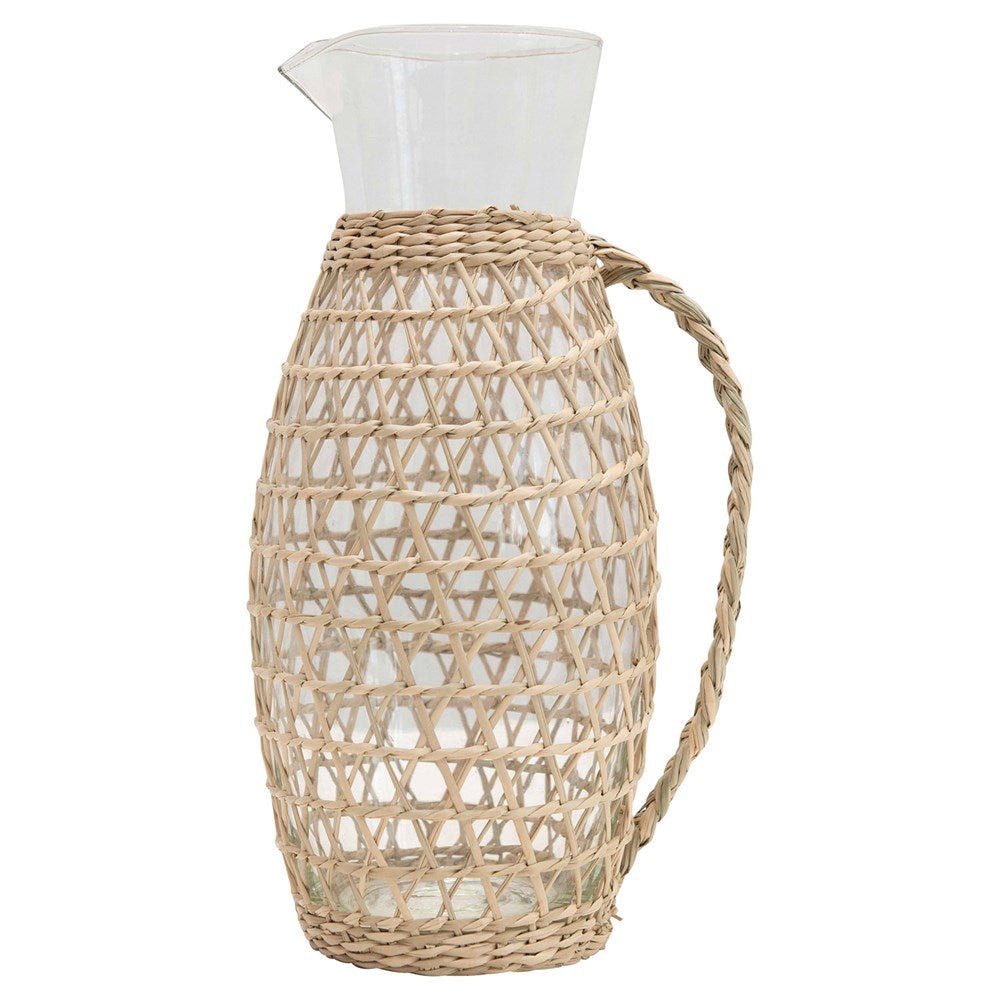 Seagrass Weave Glass Pitcher - Anara Lifestyle