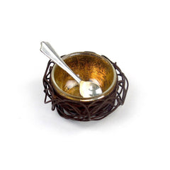 Small Gold Leafed Metal Birds Nest - Anara Lifestyle