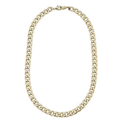 Soleil Bold Curb Chain Mask Necklace in Worn Gold