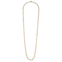 Soleil Medium Paperclip Chain Mask Necklace in Worn Gold