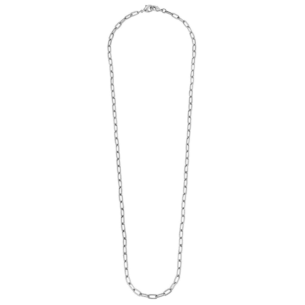 Soleil Medium Paperclip Chain Mask Necklace in Worn Silver