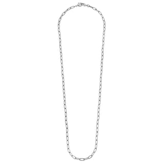 Soleil Medium Paperclip Chain Mask Necklace in Worn Silver