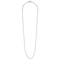 Soleil Small Paperclip Chain Mask Necklace in Worn Silver