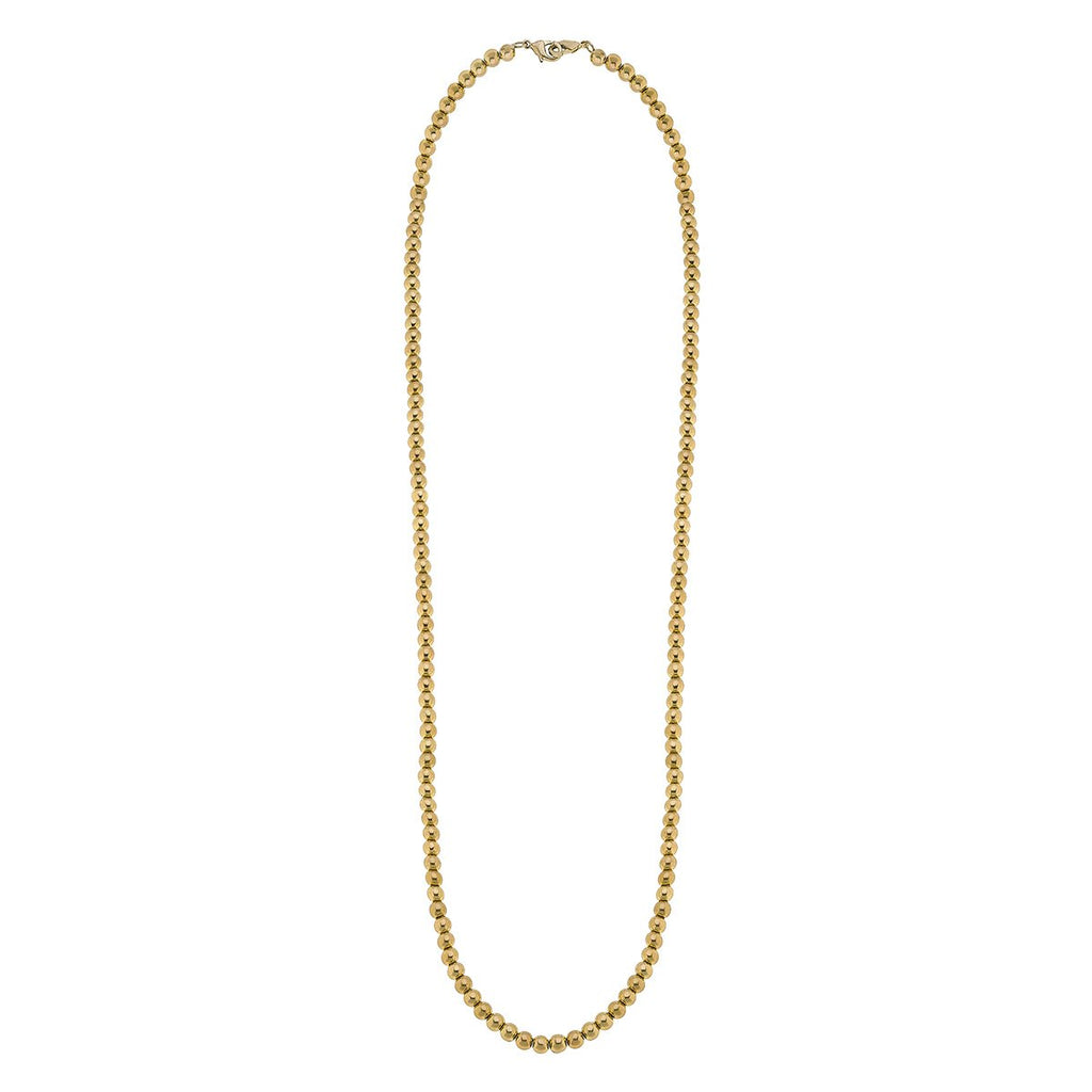 Soleil Stretchy Ball Bead Mask Necklace in Worn Gold