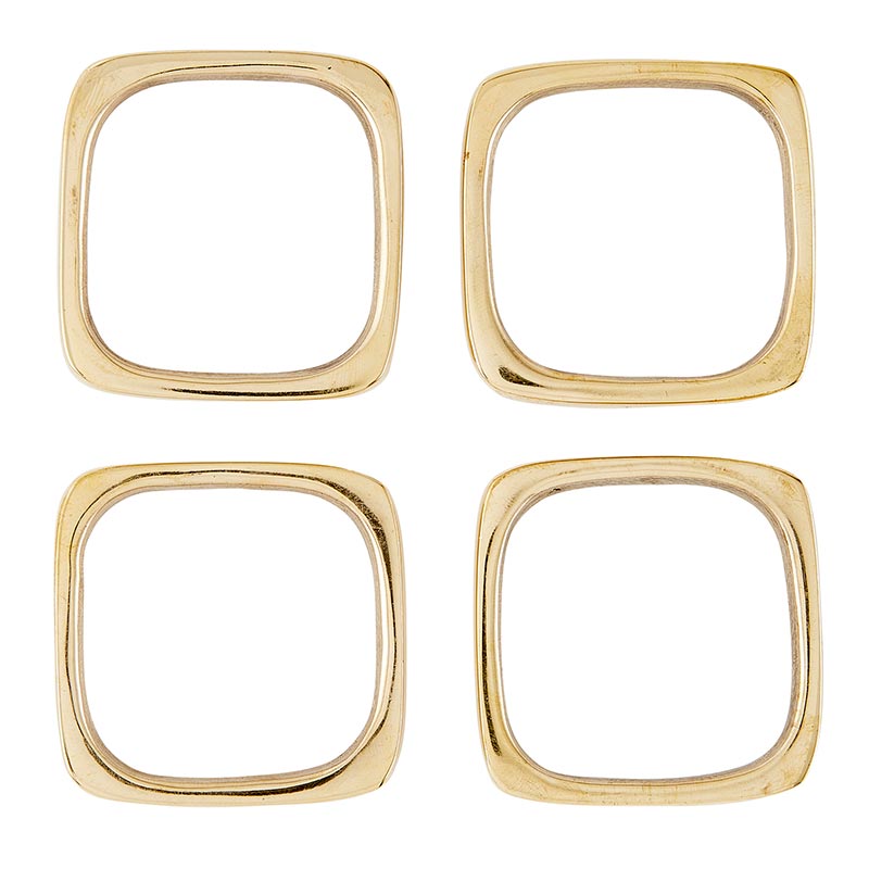 Square Metal Napkin Rings on Leather Tie in Gold Finish - Anara Lifestyle