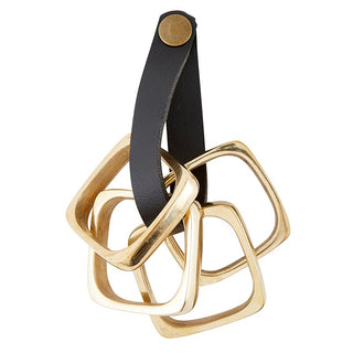 Square Metal Napkin Rings on Leather Tie in Gold Finish - Anara Lifestyle