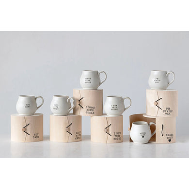 Stoneware 14 oz. Mug with Wood Gift Box and Saying - Anara Lifestyle