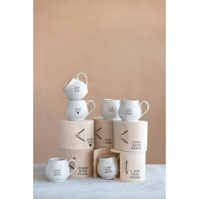 Stoneware 14 oz. Mug with Wood Gift Box and Saying - Anara Lifestyle