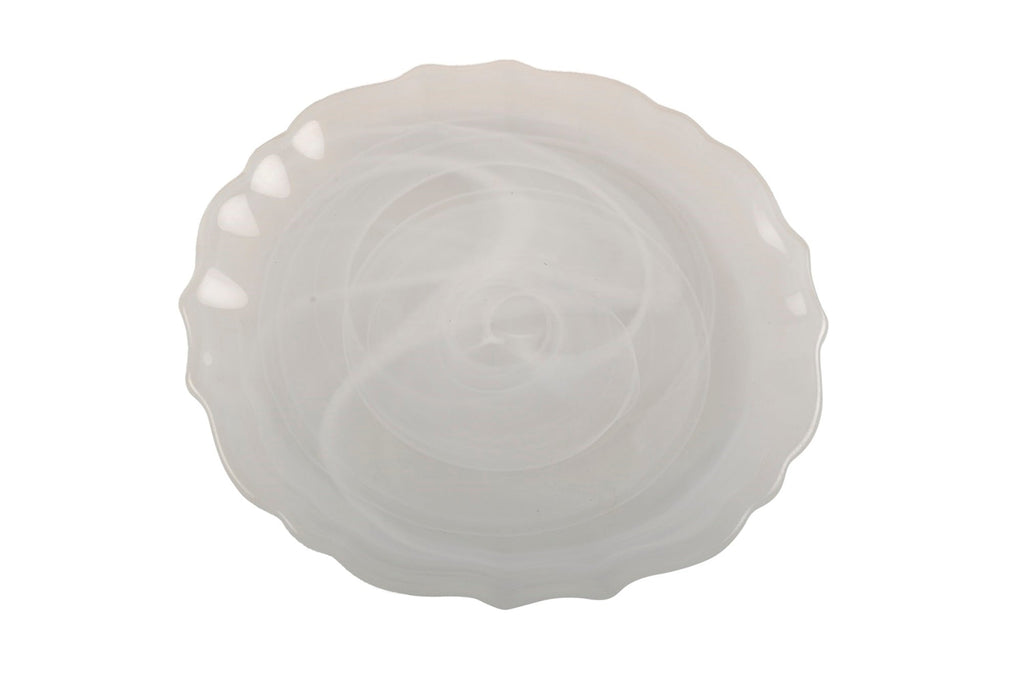 Swirl Glass Alabaster White Salad Plates - Set of 4 - Anara Lifestyle