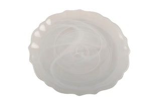 Swirl Glass Alabaster White Salad Plates - Set of 4 - Anara Lifestyle