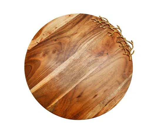 Wood Charcuterie Board Coral Design Round without Handle - Anara Lifestyle